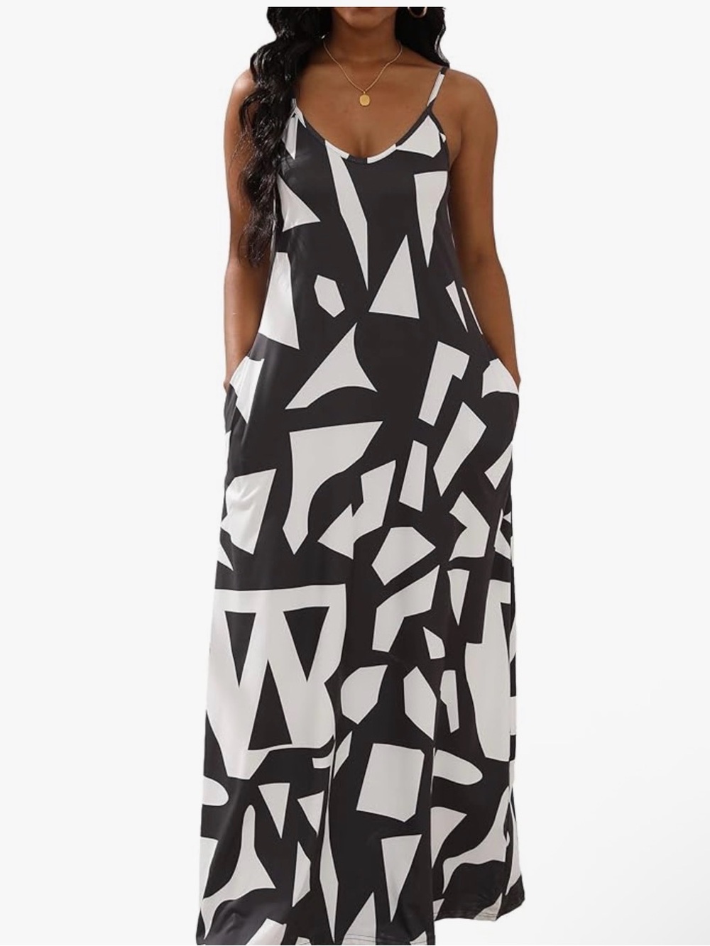 Amazon Black and White Geometric Maxi Dress